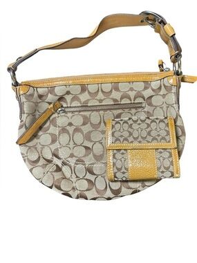 Y2K Coach Signature C Hobo Bag & Matching Wallet Set Khaki Tan Brown